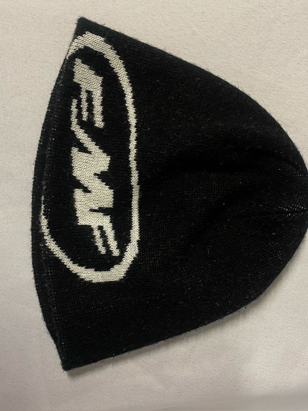 FMF Black Knit Beanie Hat with White Logo